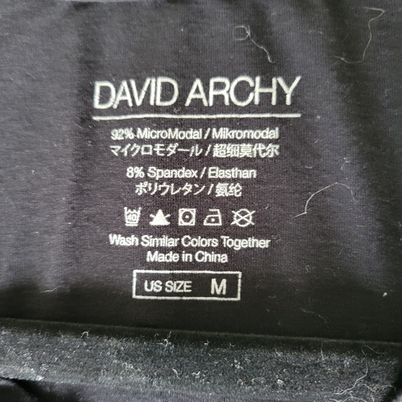 David Archy Men's Black V-neck Tee Modal/Spandex size M - Picture 5 of 5